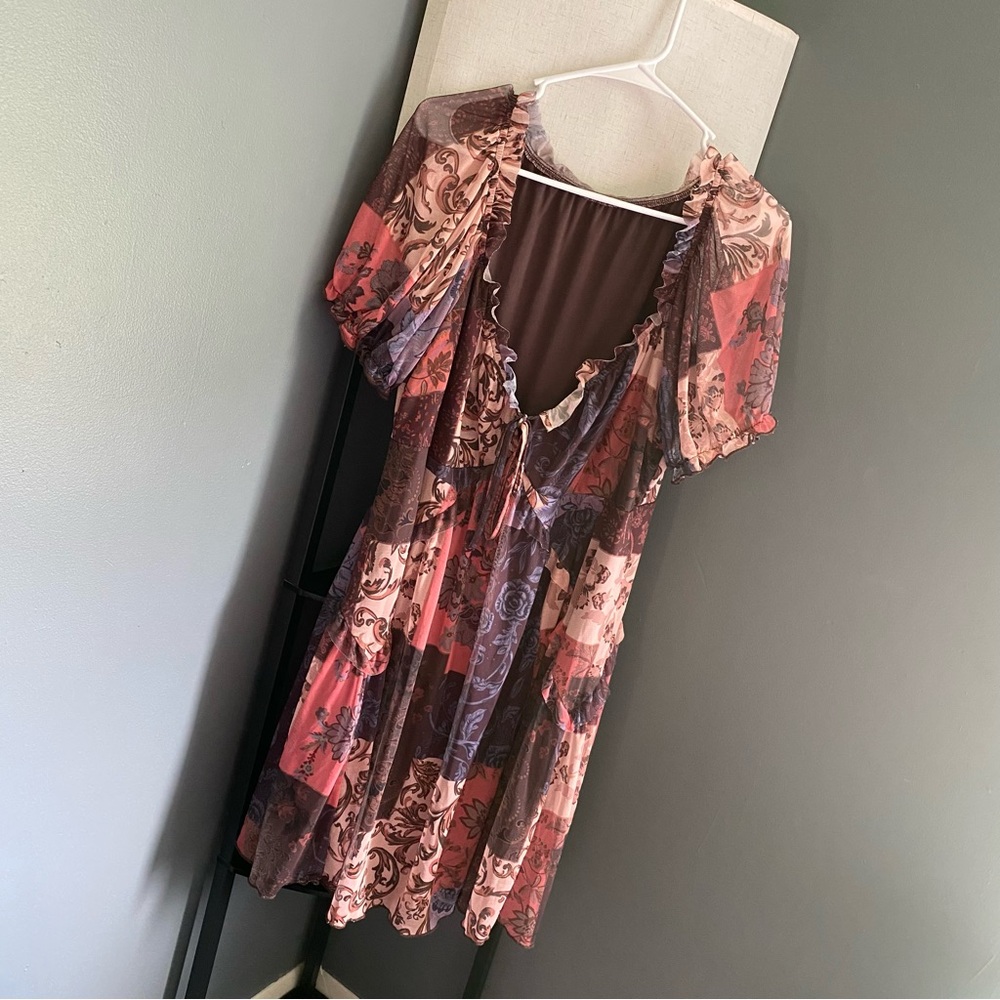 Cider Pink and Black Flutter Sleeve Mini Sundress